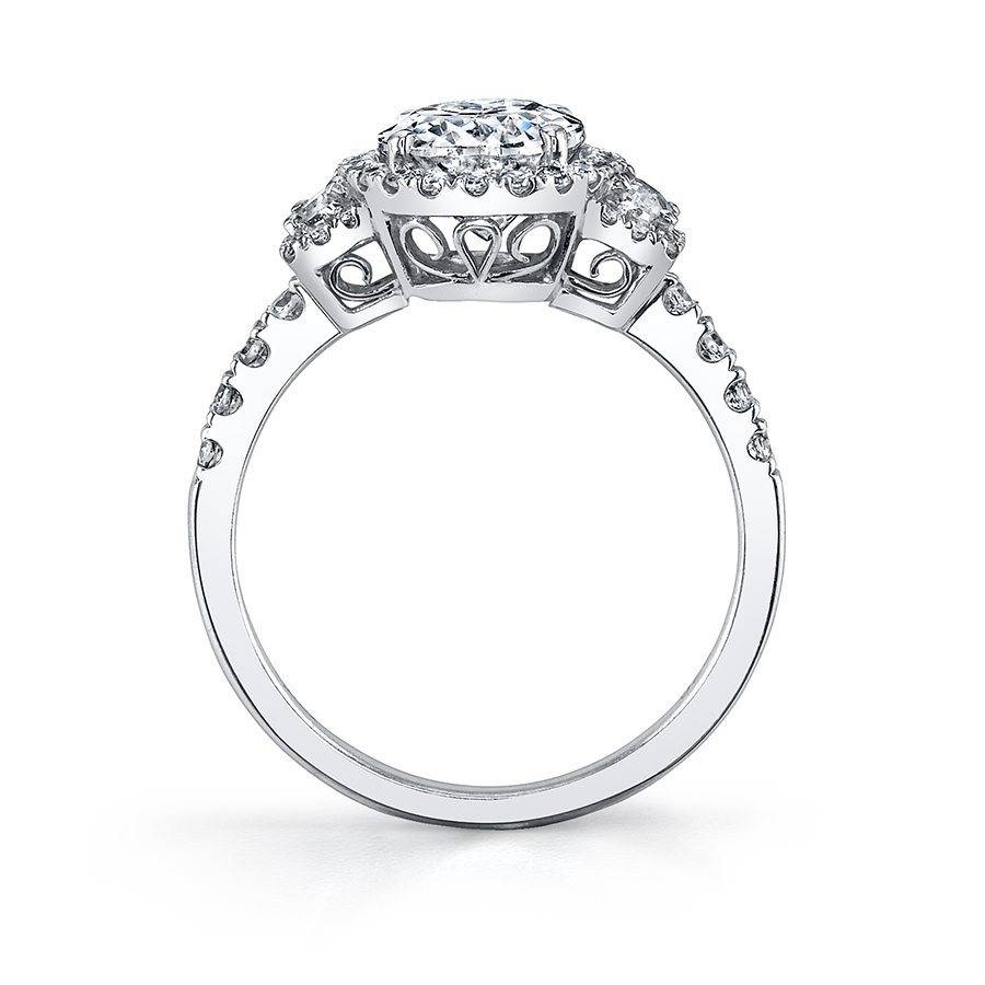 Adeline Three Stone Halo Engagement Ring Sylvie
