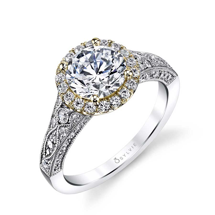 Cheri Vintage  Inspired Halo Engagement  Ring  Sylvie