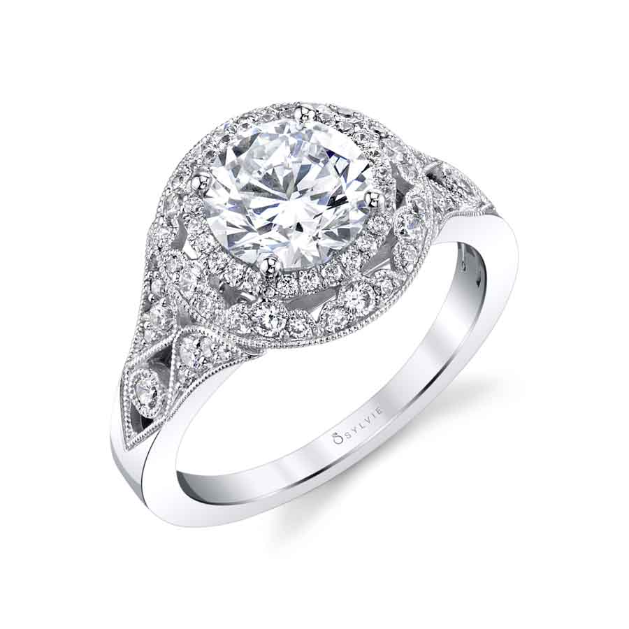 vintage inspired round engagement ring